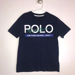 Polo RalphLauren T- shirt boy’s logo print size: 8 color: navy